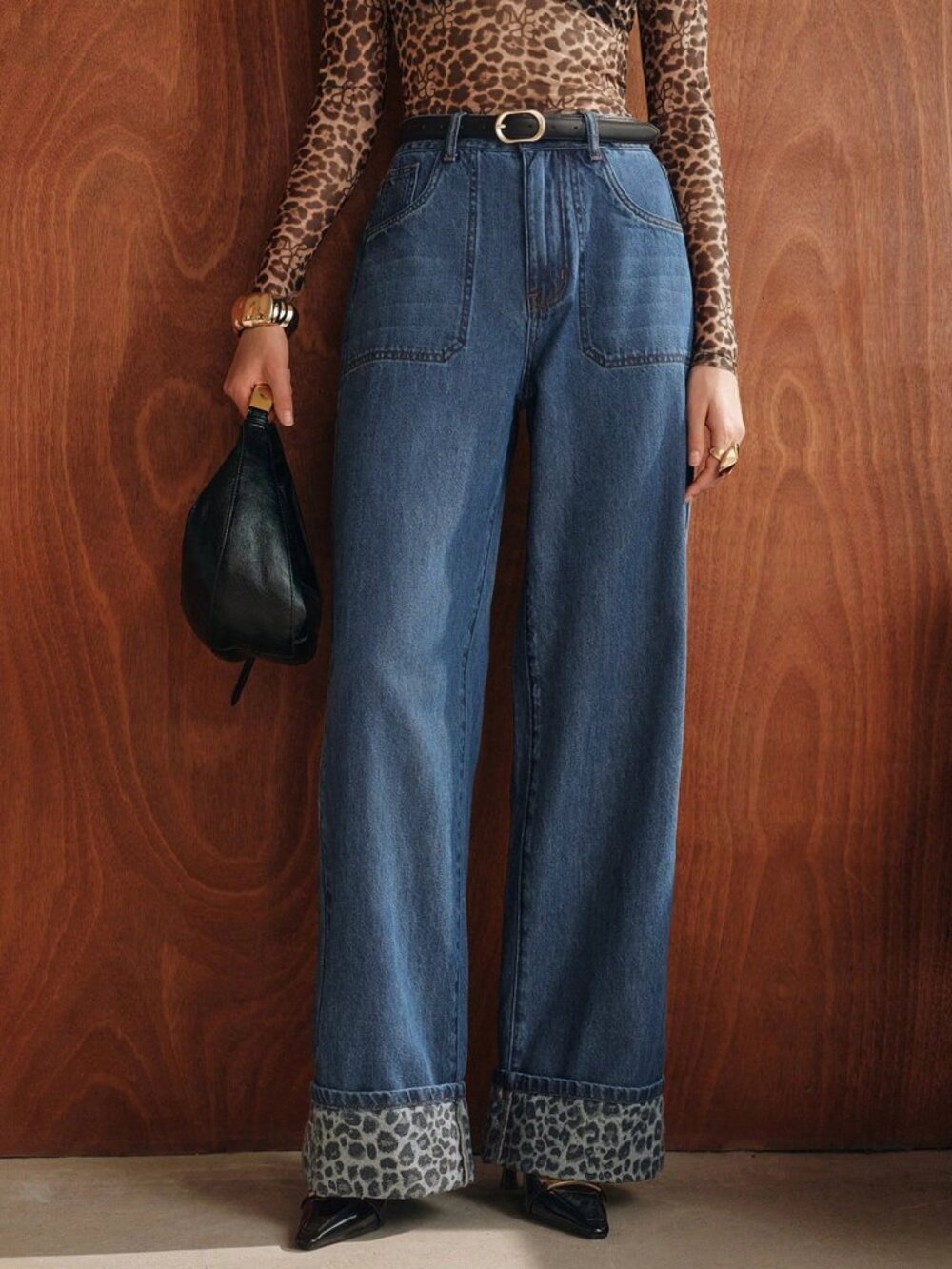 Blue Casual Women's Fabric Straight Leg Pants